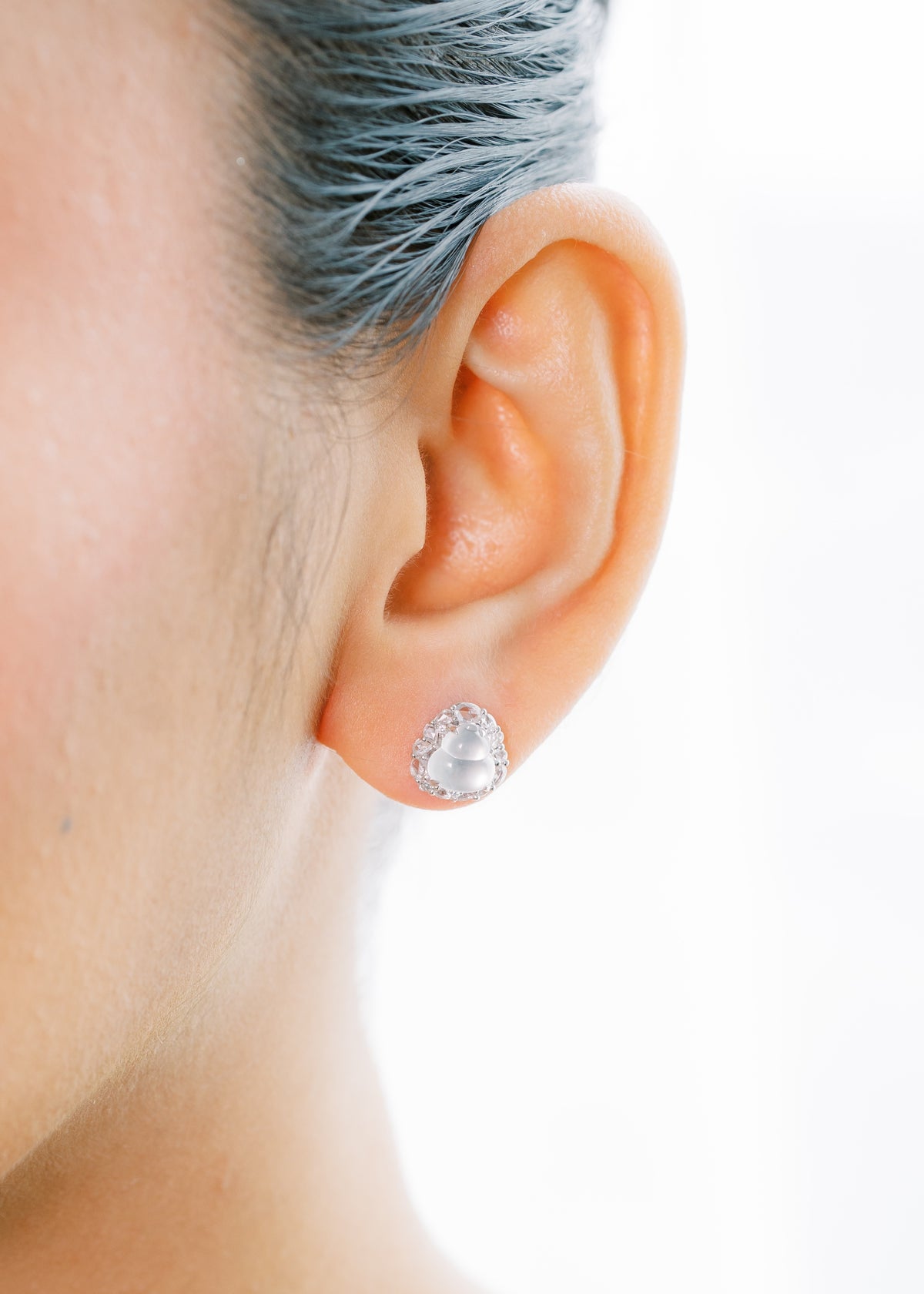 Fulu Ice Jade Earrings with Diamonds