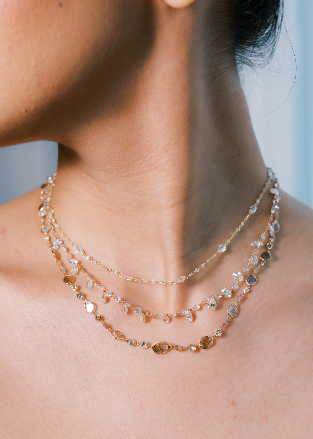Oval Drilled Diamond Necklace