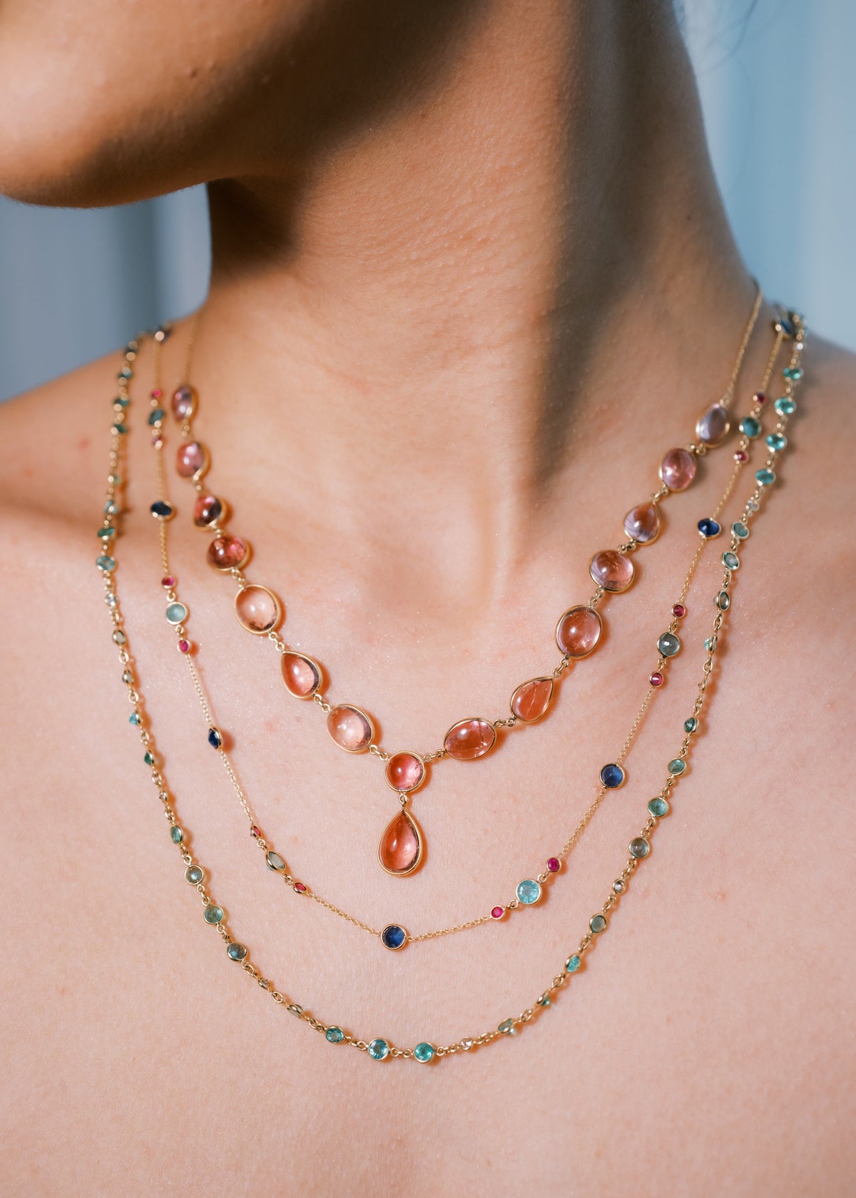Emerald, Ruby, and Sapphire Necklace