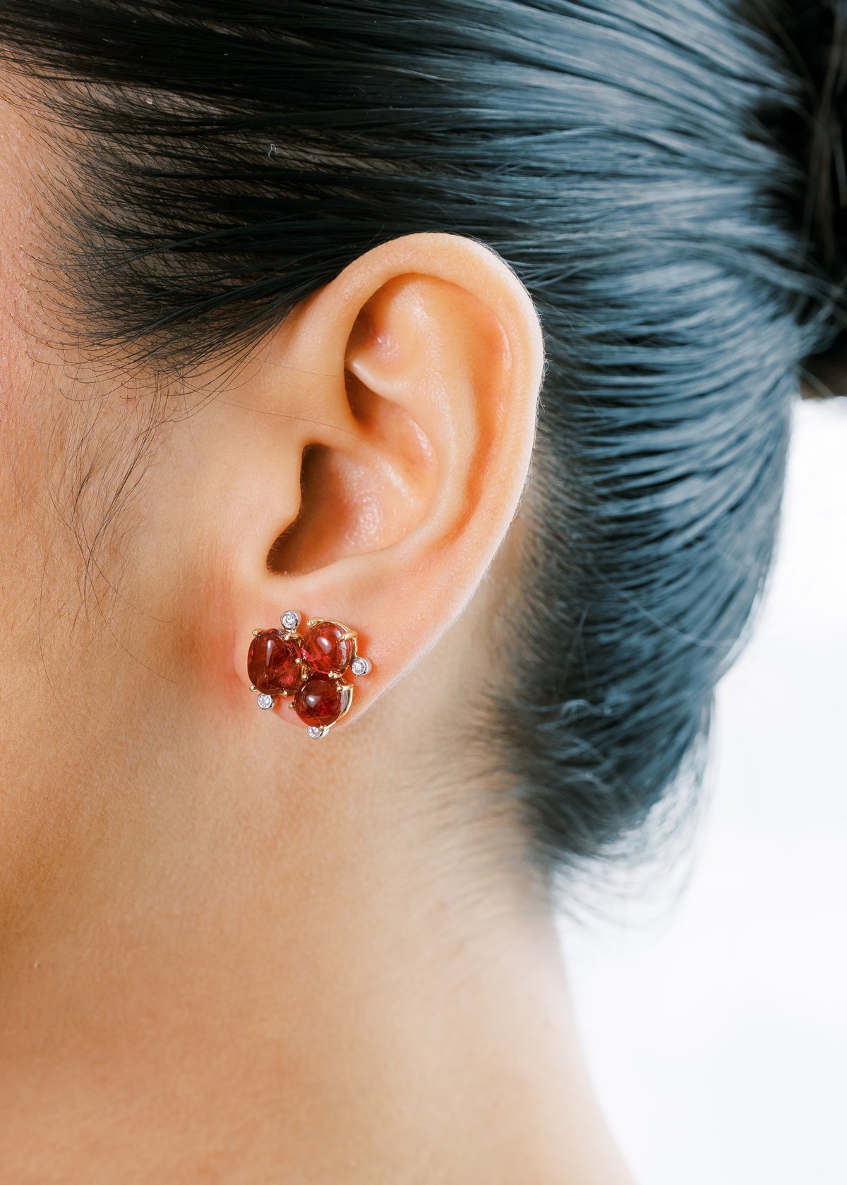 Spinel Cluster Earrings with Diamonds