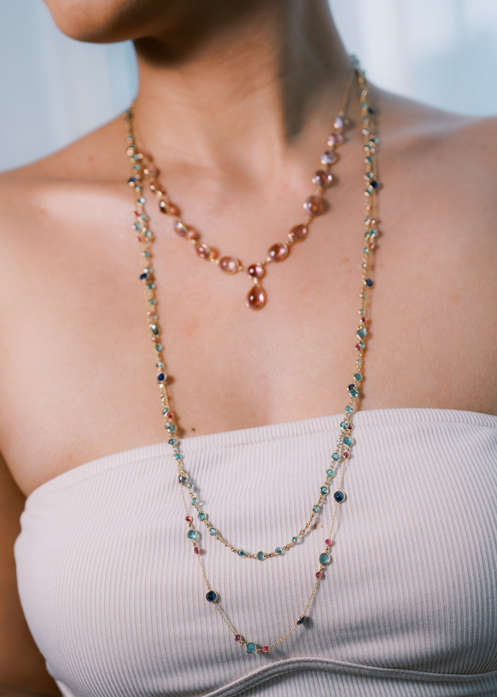 Emerald, Ruby, and Sapphire Necklace