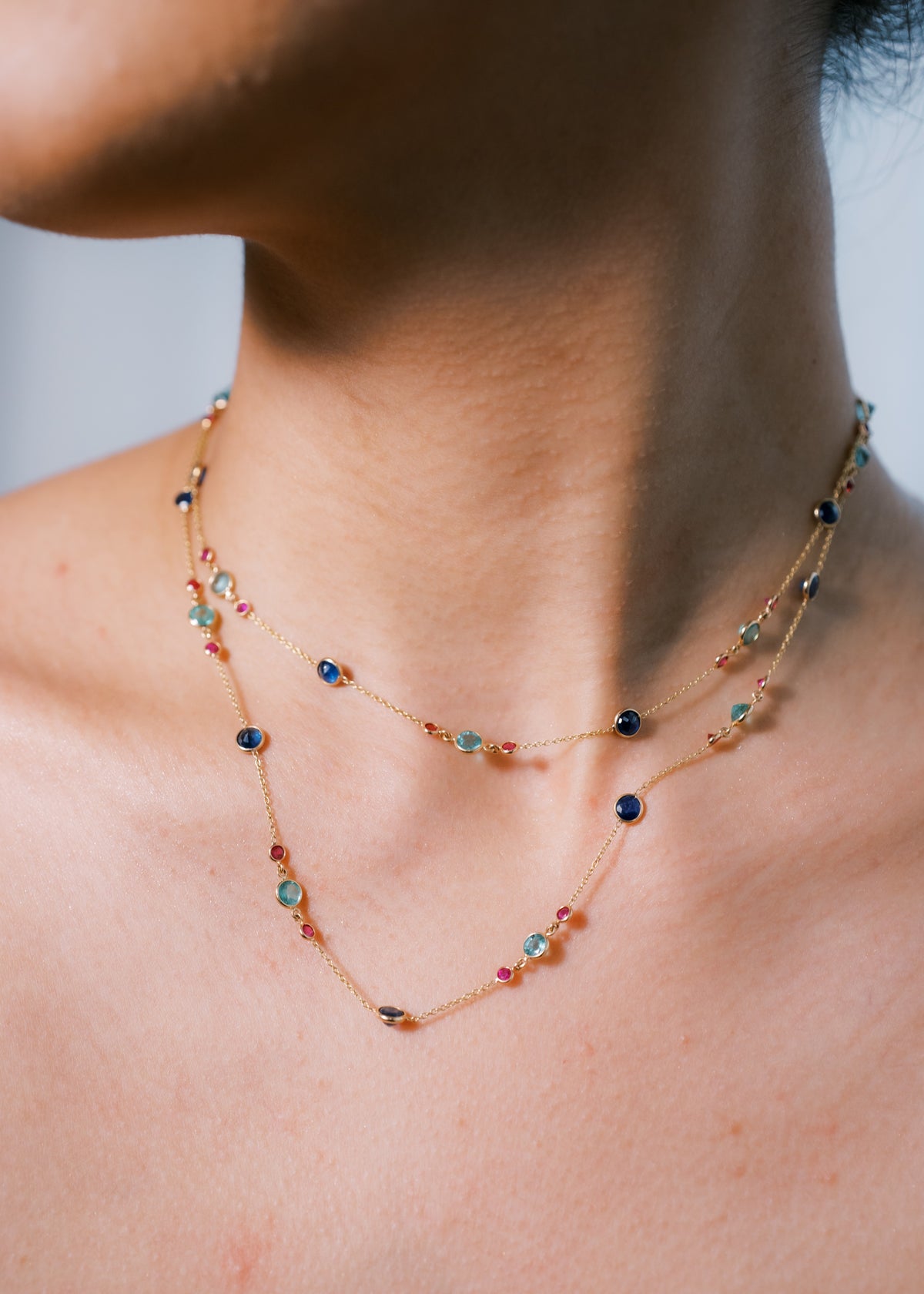Emerald, Ruby, and Sapphire Necklace