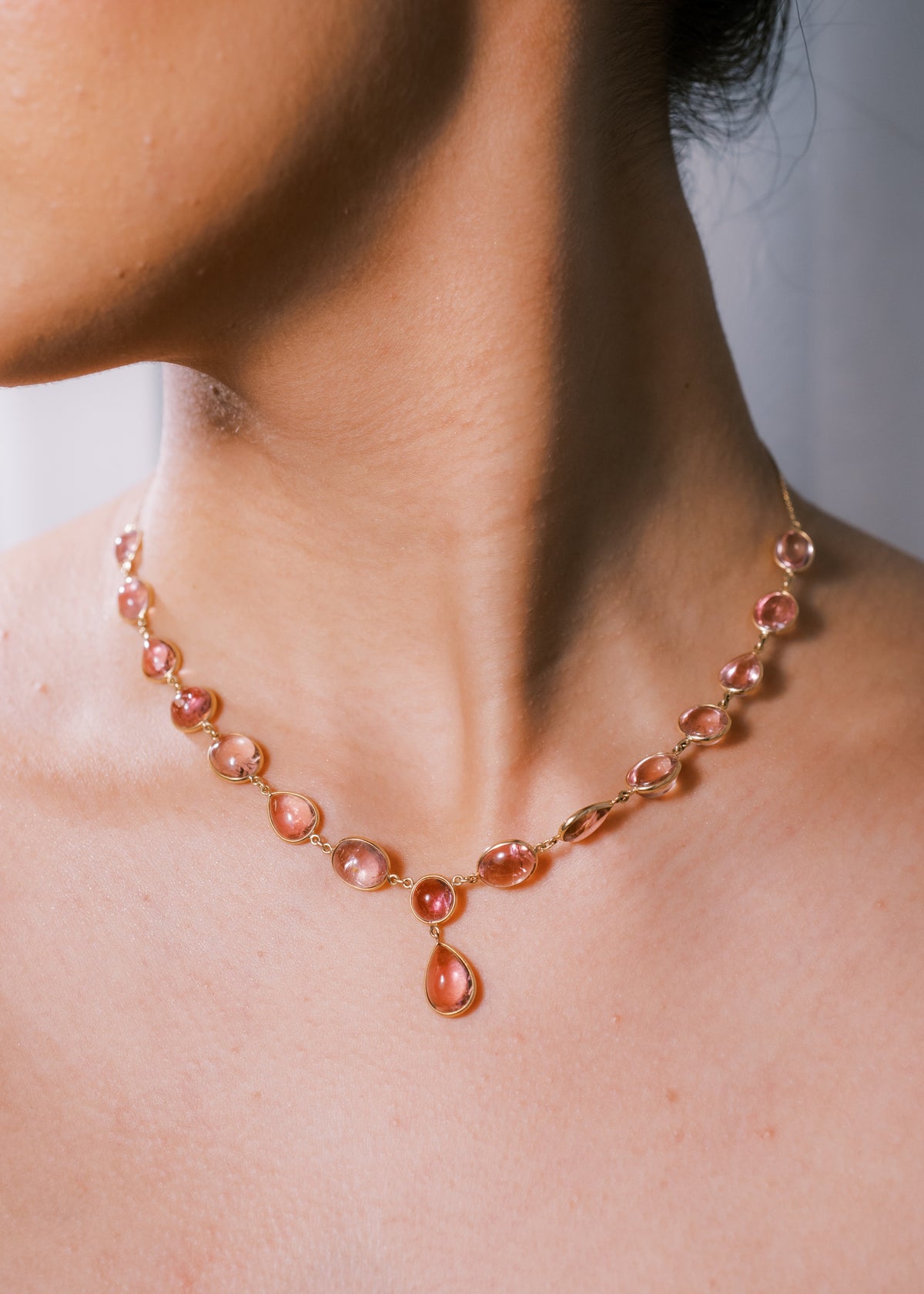 Pink Tourmaline Necklace Drop