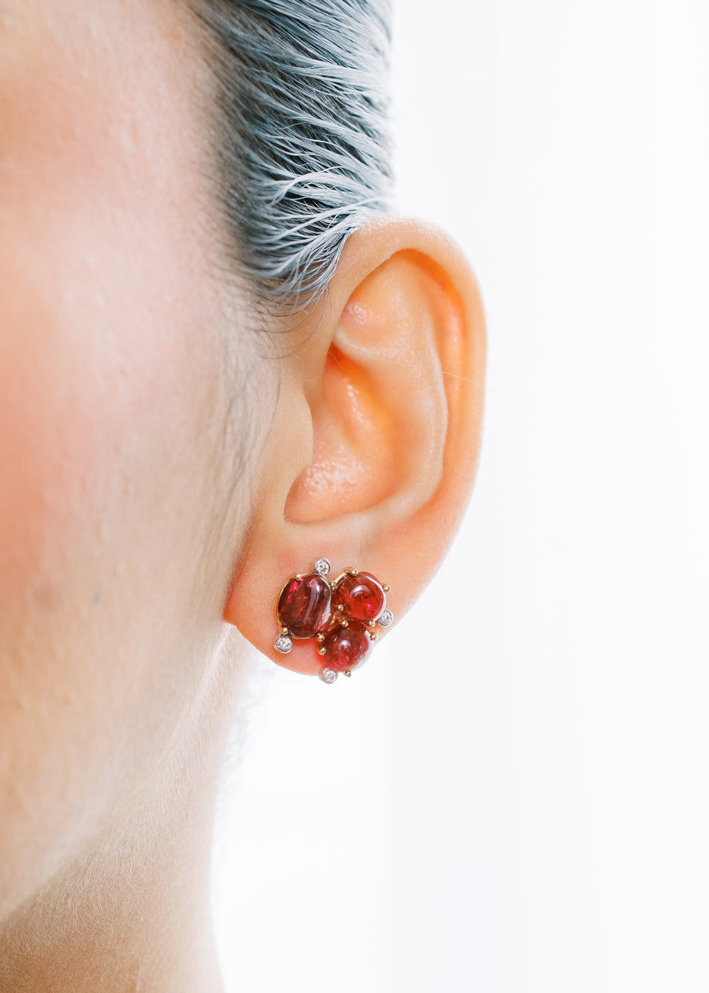 Spinel Cluster Earrings with Diamonds