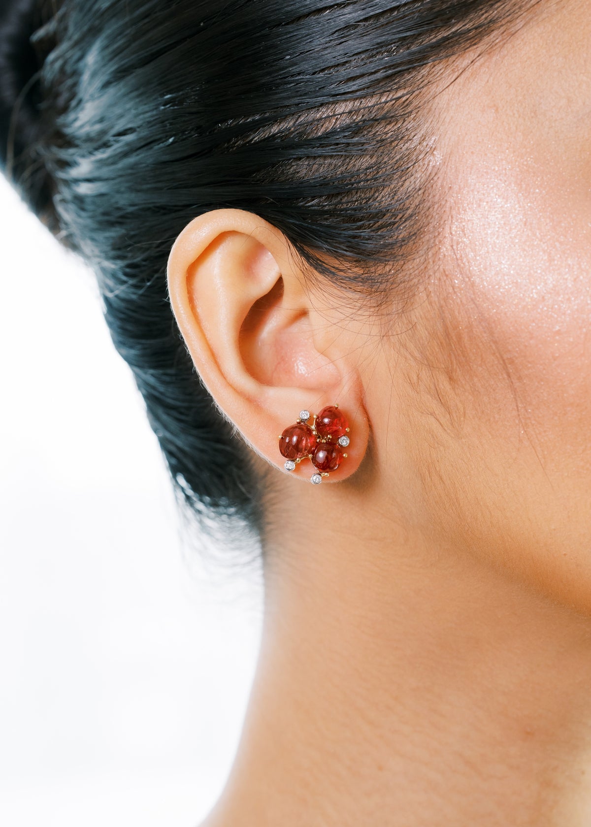 Spinel Cluster Earrings with Diamonds