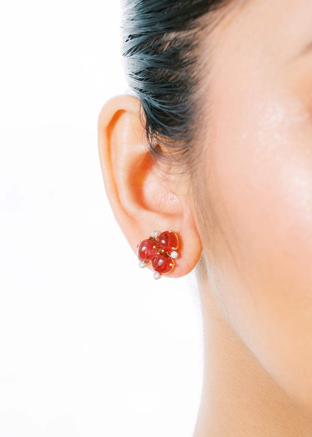 Spinel Cluster Earrings with Diamonds