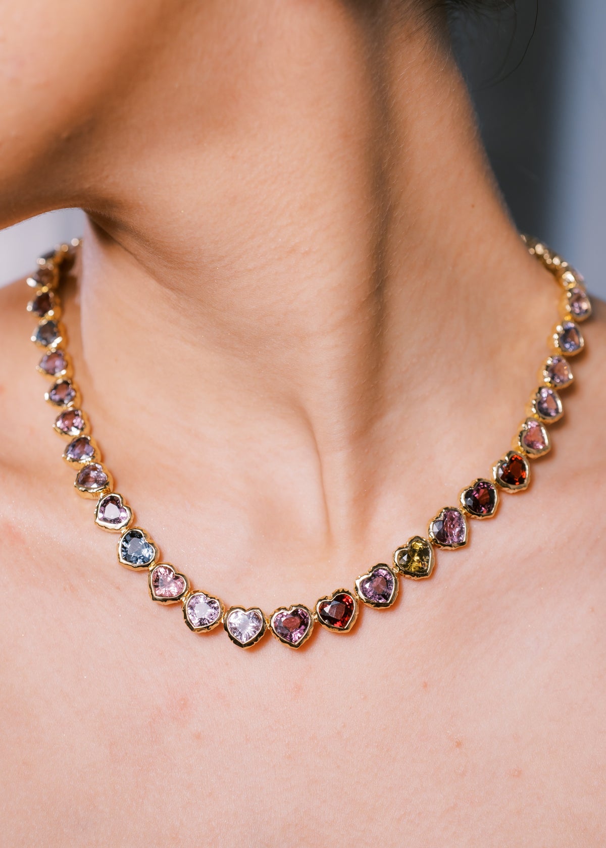 Spinel Hammered Heart Necklace