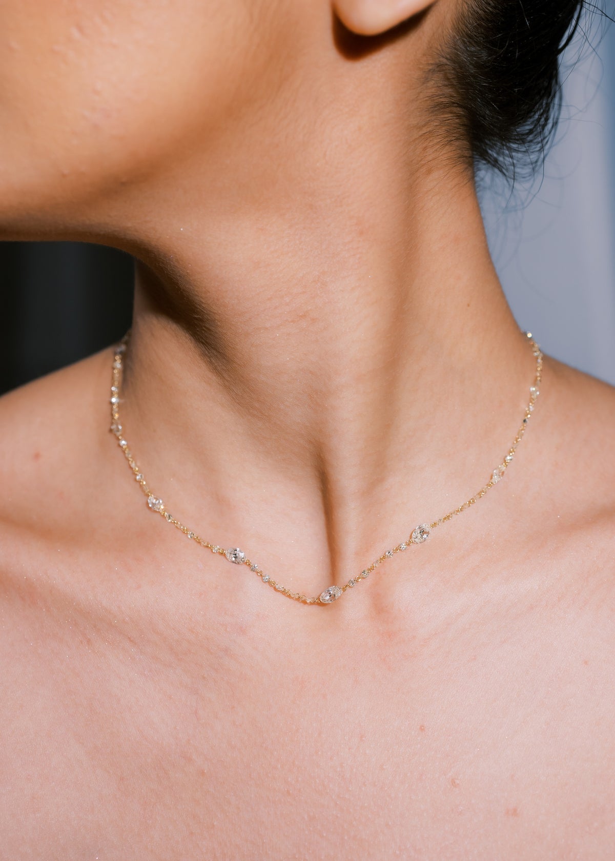 Oval Drilled Diamond Necklace