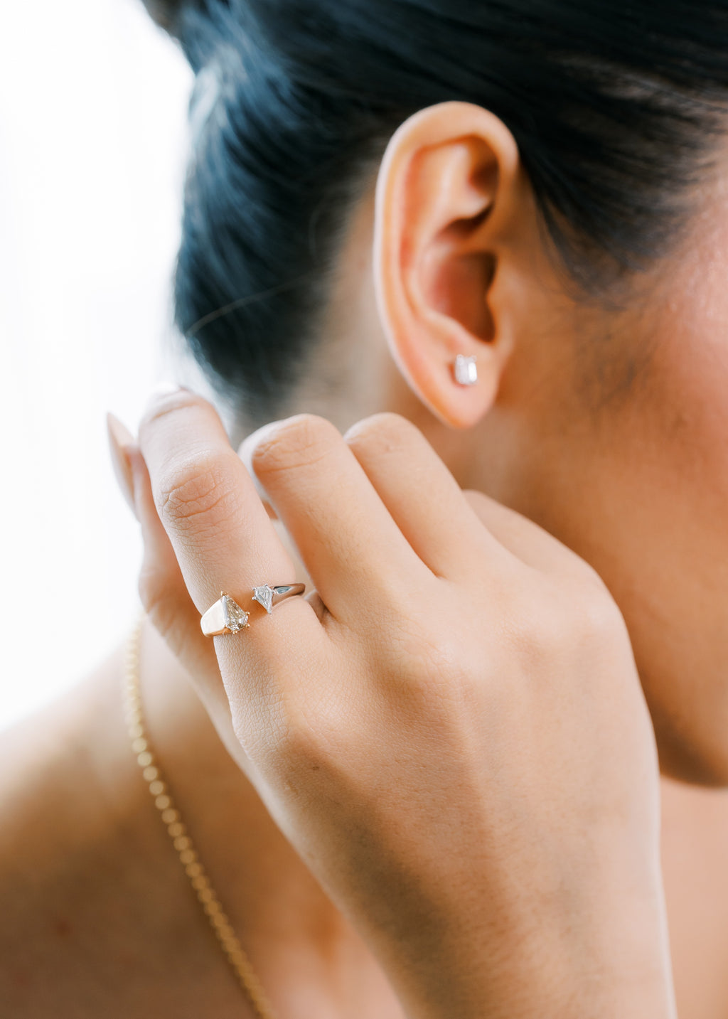 Two-Toned Shield Cut Champange Ring