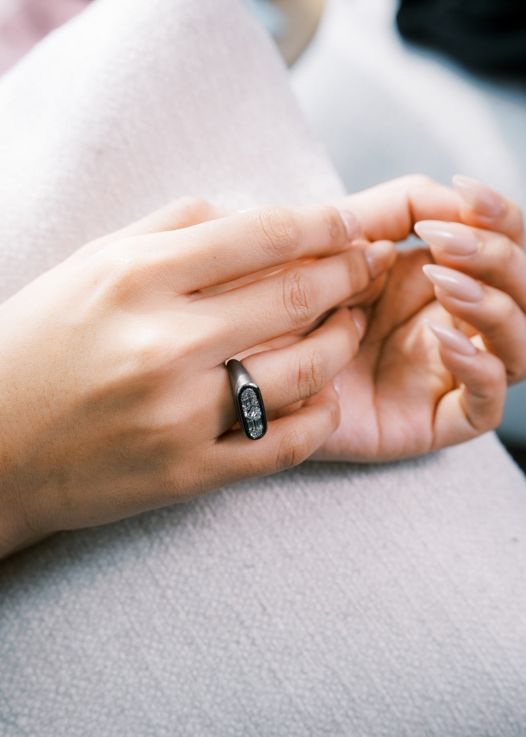 Rhodium Fancy Cut Ring