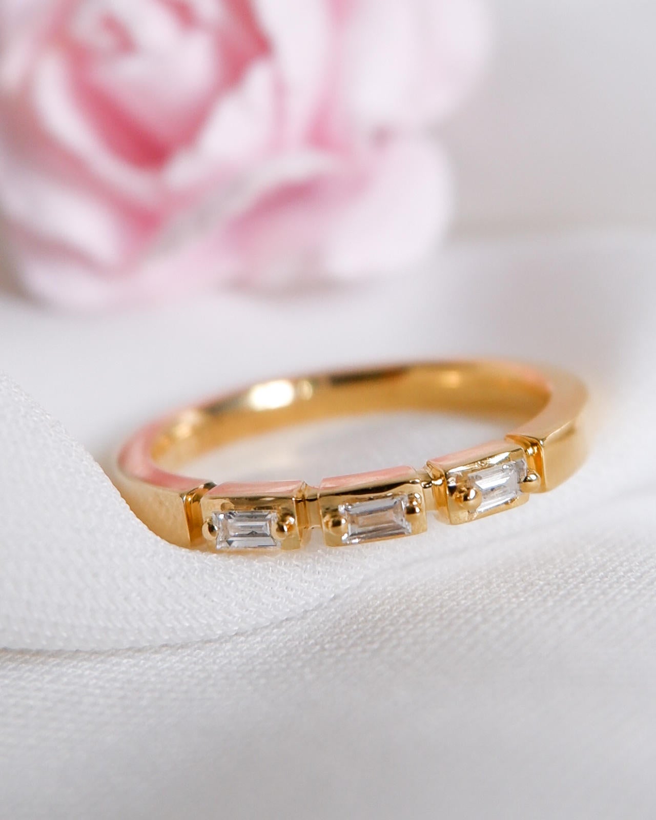 The Three Baguette Ring fine gold rings