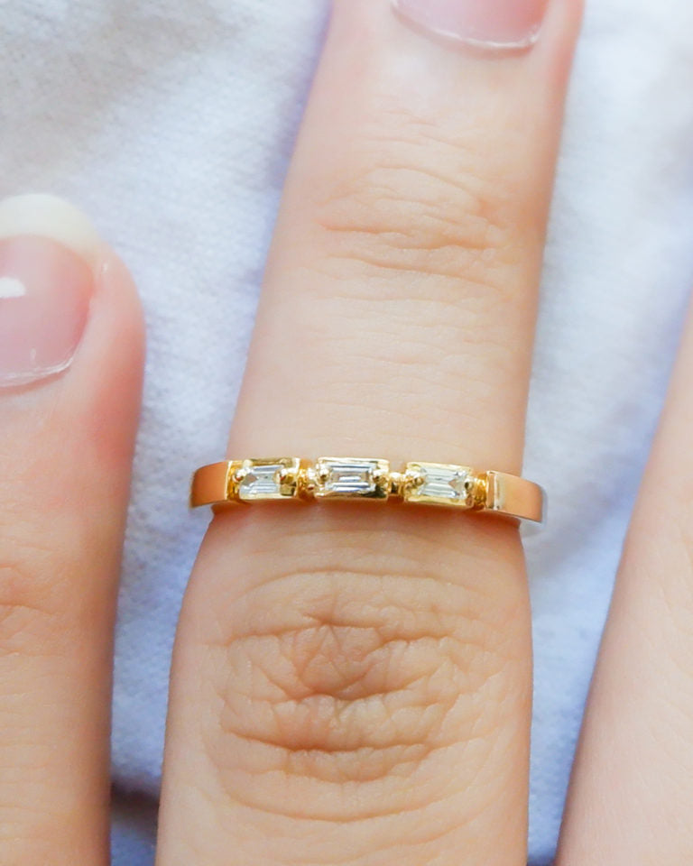 The Three Baguette Ring fine gold rings