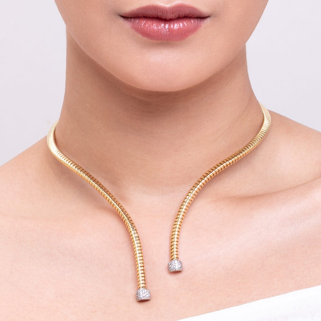 Tubogas Torque Long Drop Deco necklaces with necklace styling