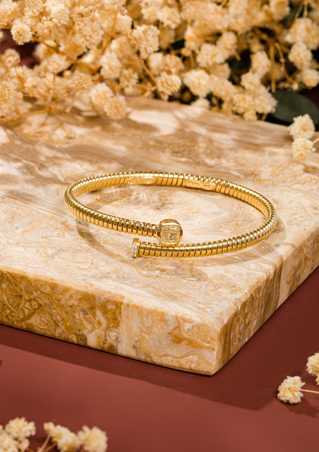 Cushion Diamond Tubogas Cross Over Bangle