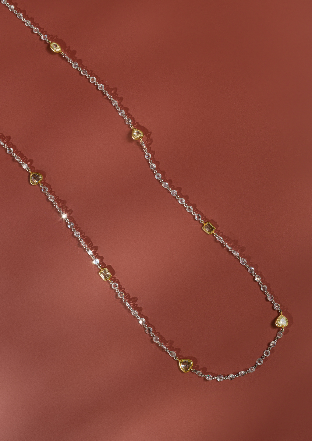 Yellow Diamond Station Necklace in Bezel Setting