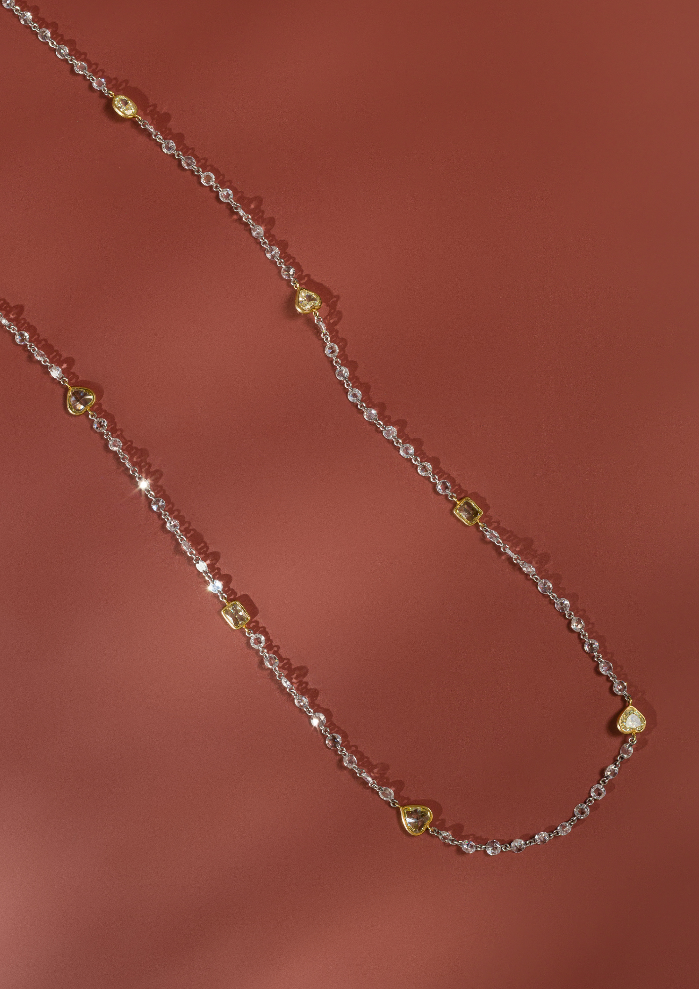 Yellow Diamond Station Necklace in Bezel Setting