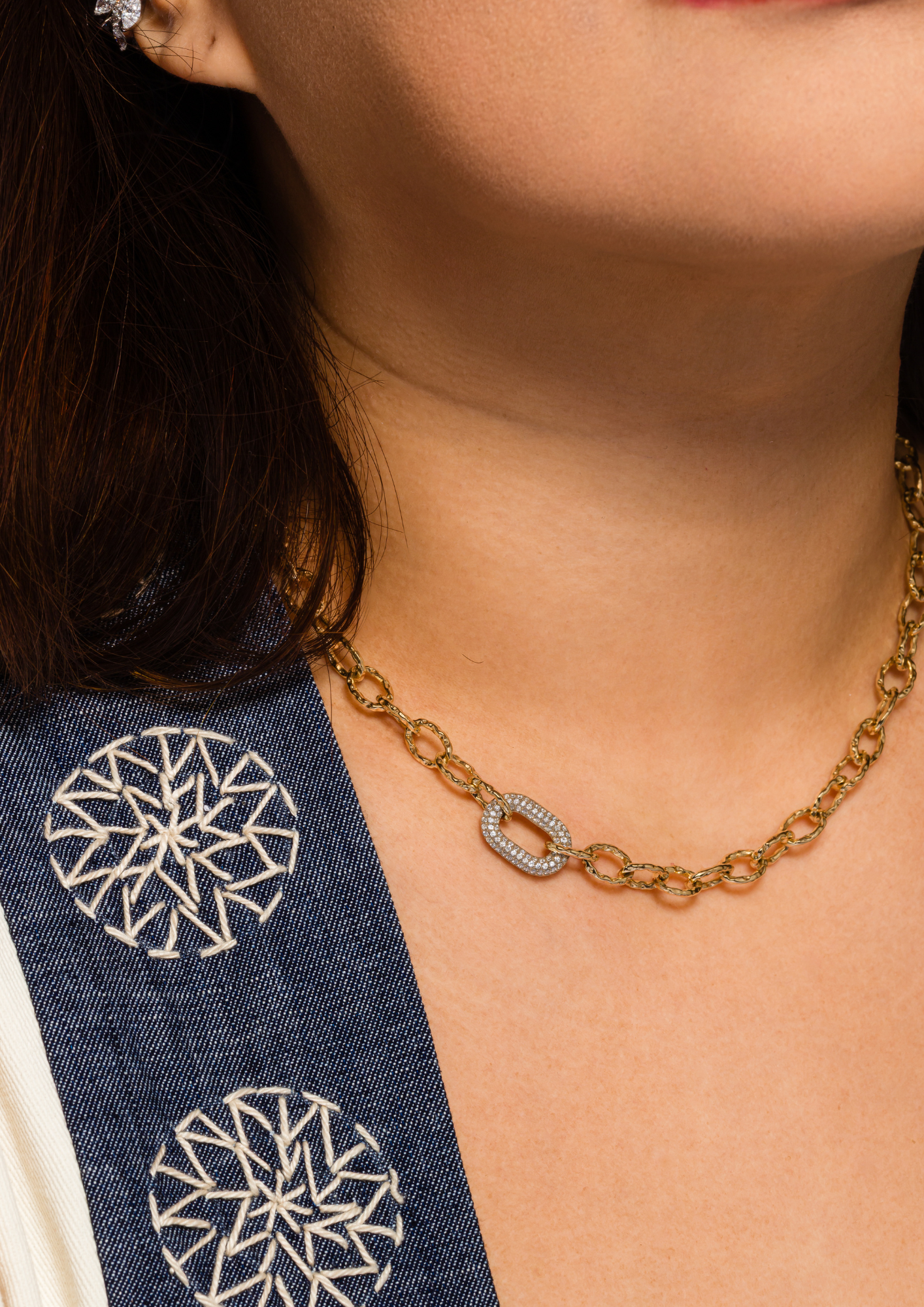 Oval Pave Accent Necklace