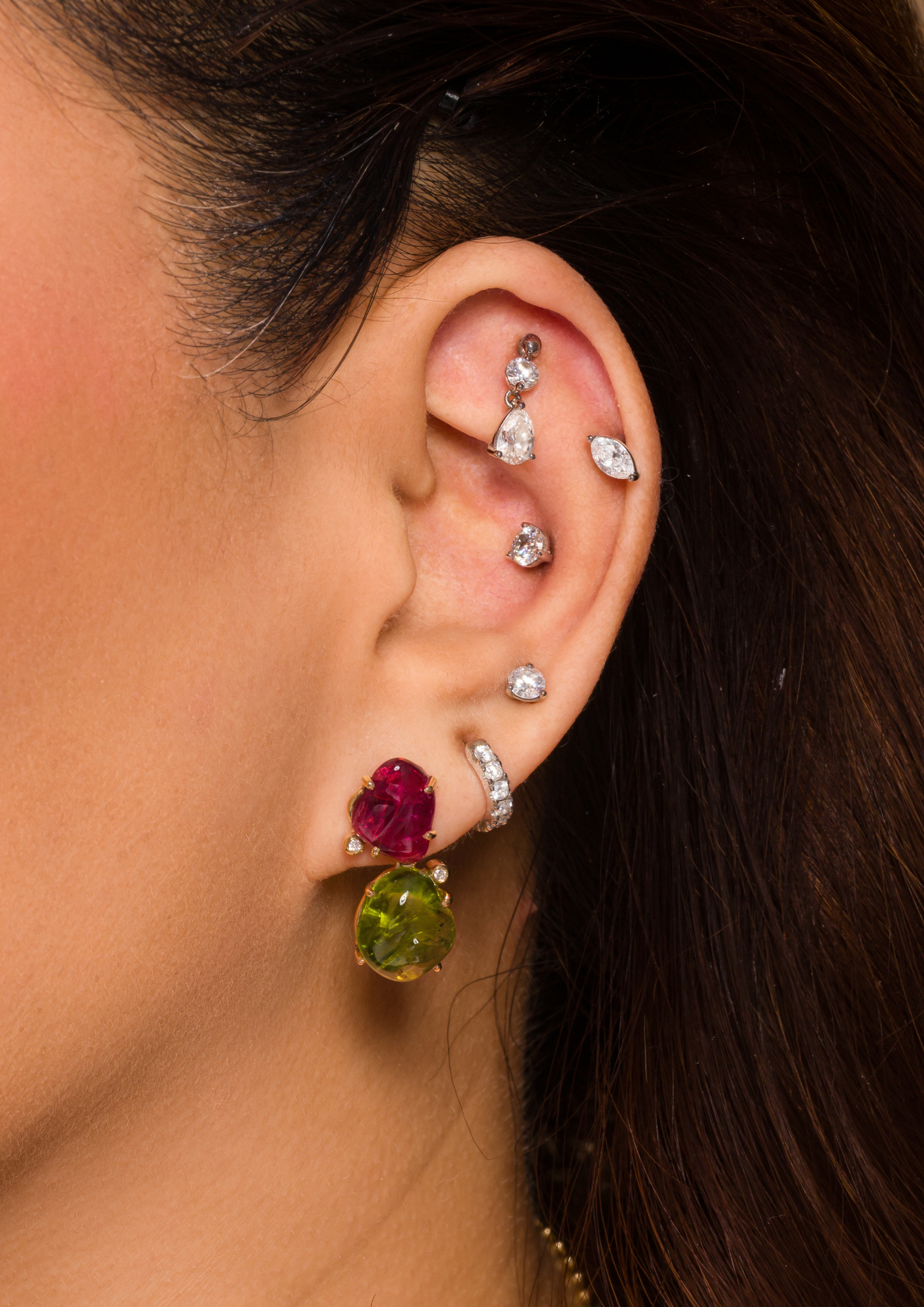 Tourmaline and Peridot Gummie Earrings