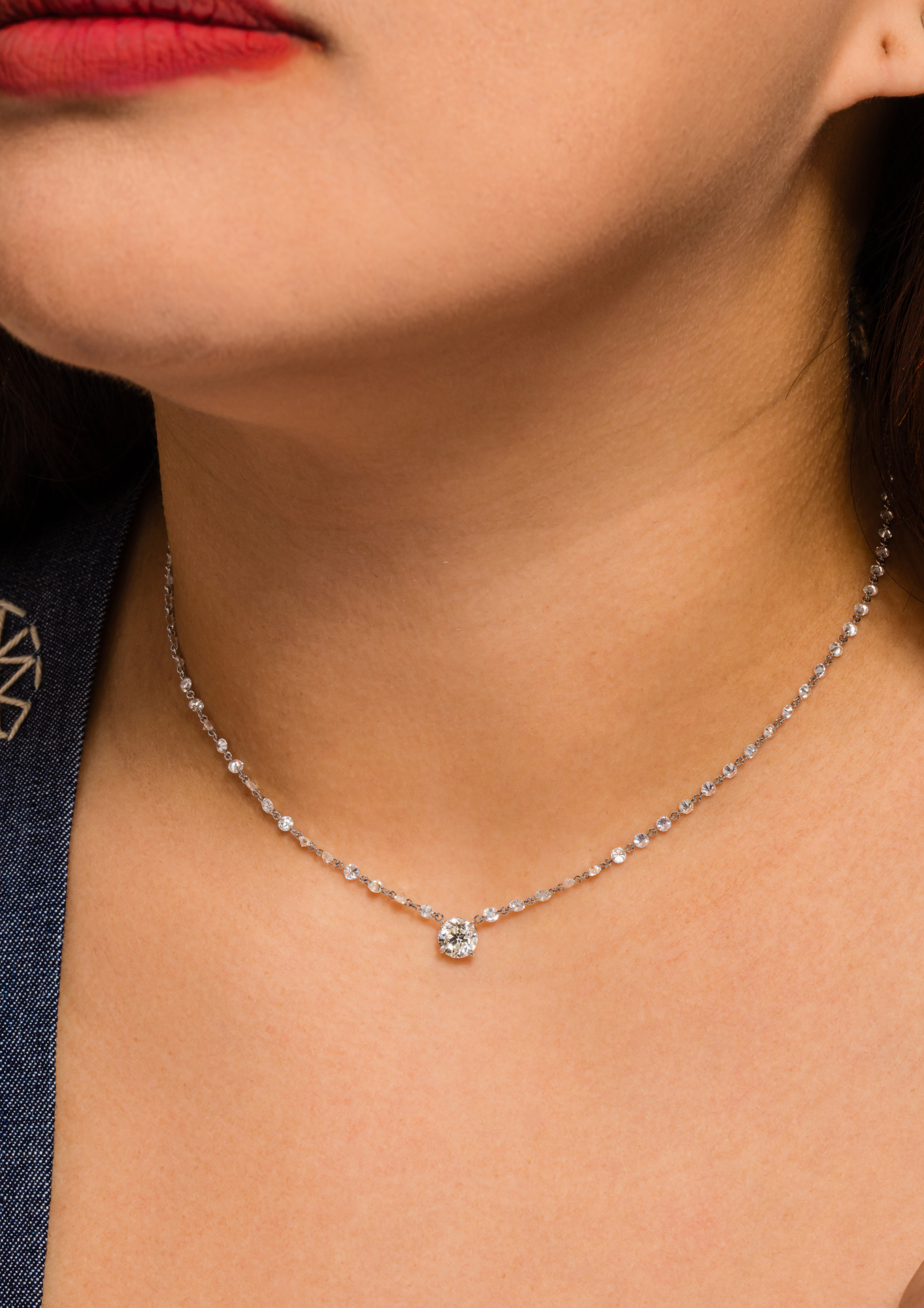 Solitaire Drilled Diamond Necklace