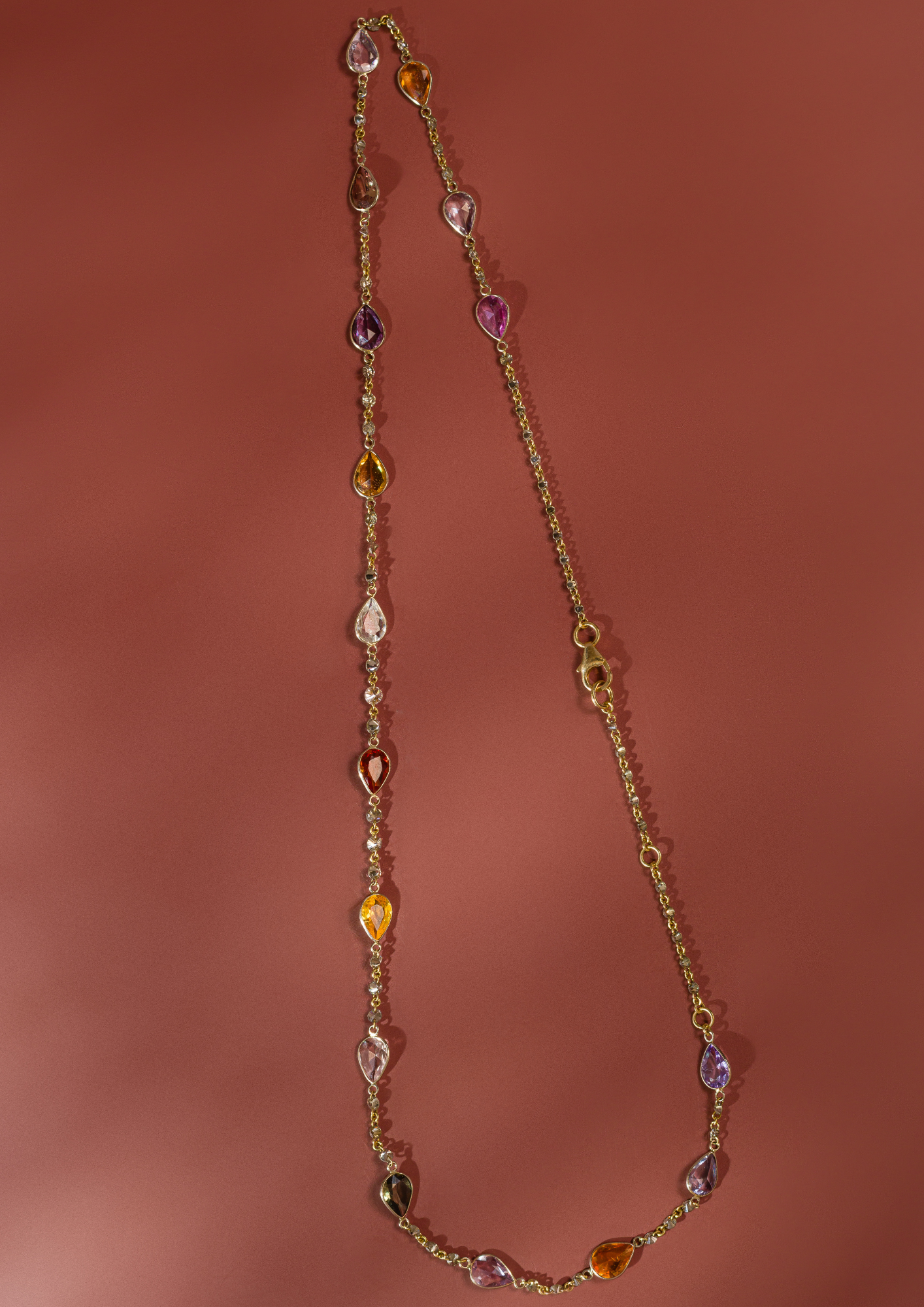 Multi Colored Sapphire Pear-Shape Necklace