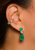 Emerald Heart and Pear with Diamond Marquise Earrings