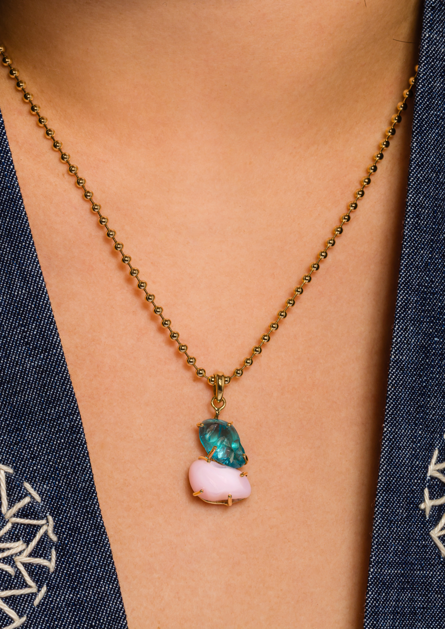 Apatite & Pink Gummie Opal Pendant