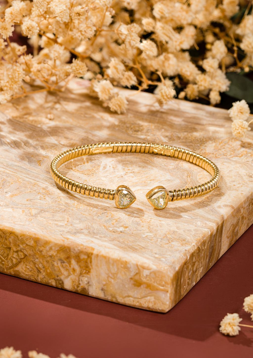 Heart Diamond Tubogas Open Bangle