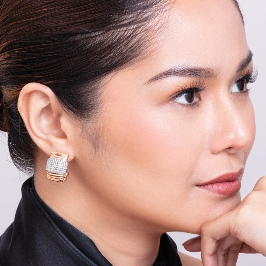 WIDE TUBOGAS PAVE EARRINGS earrings