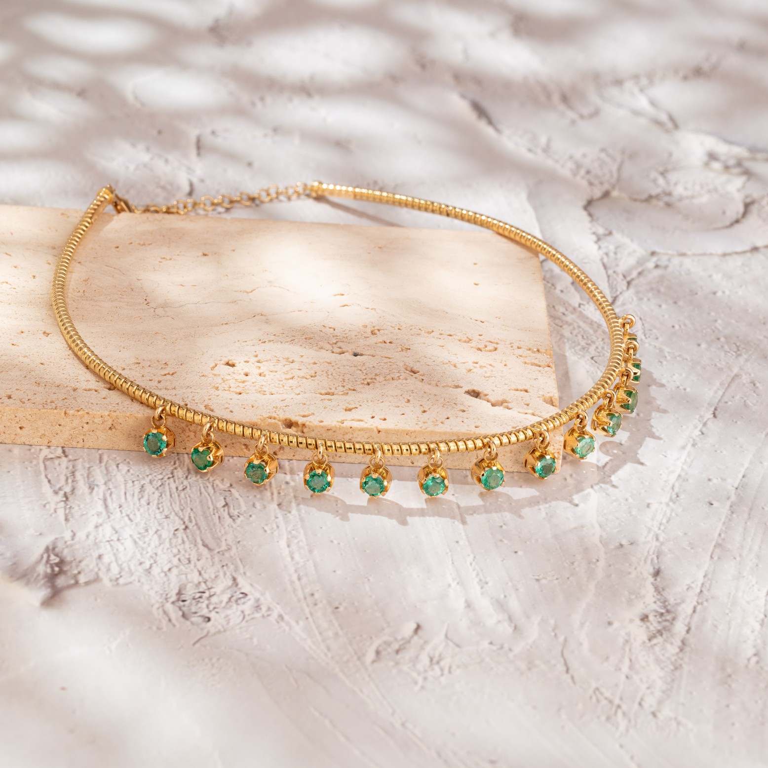 Emerald Drop Tubogas Necklace