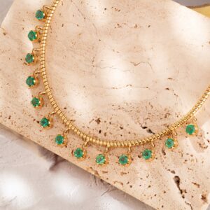 Emerald Drop Tubogas Necklace